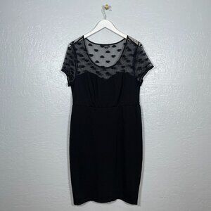 Torrid Women Plus Size 18 Black Sheath Sweetheart Dress Heart Mesh Yoke Pinup